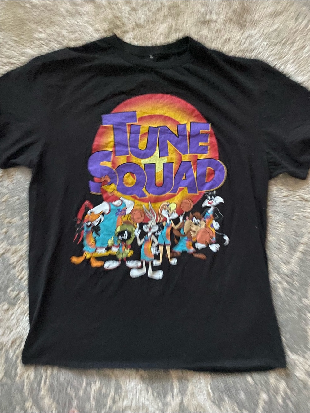 Space Jam "Tune Squad" graphic tee colorful lineup of classic Looney Tunes Large